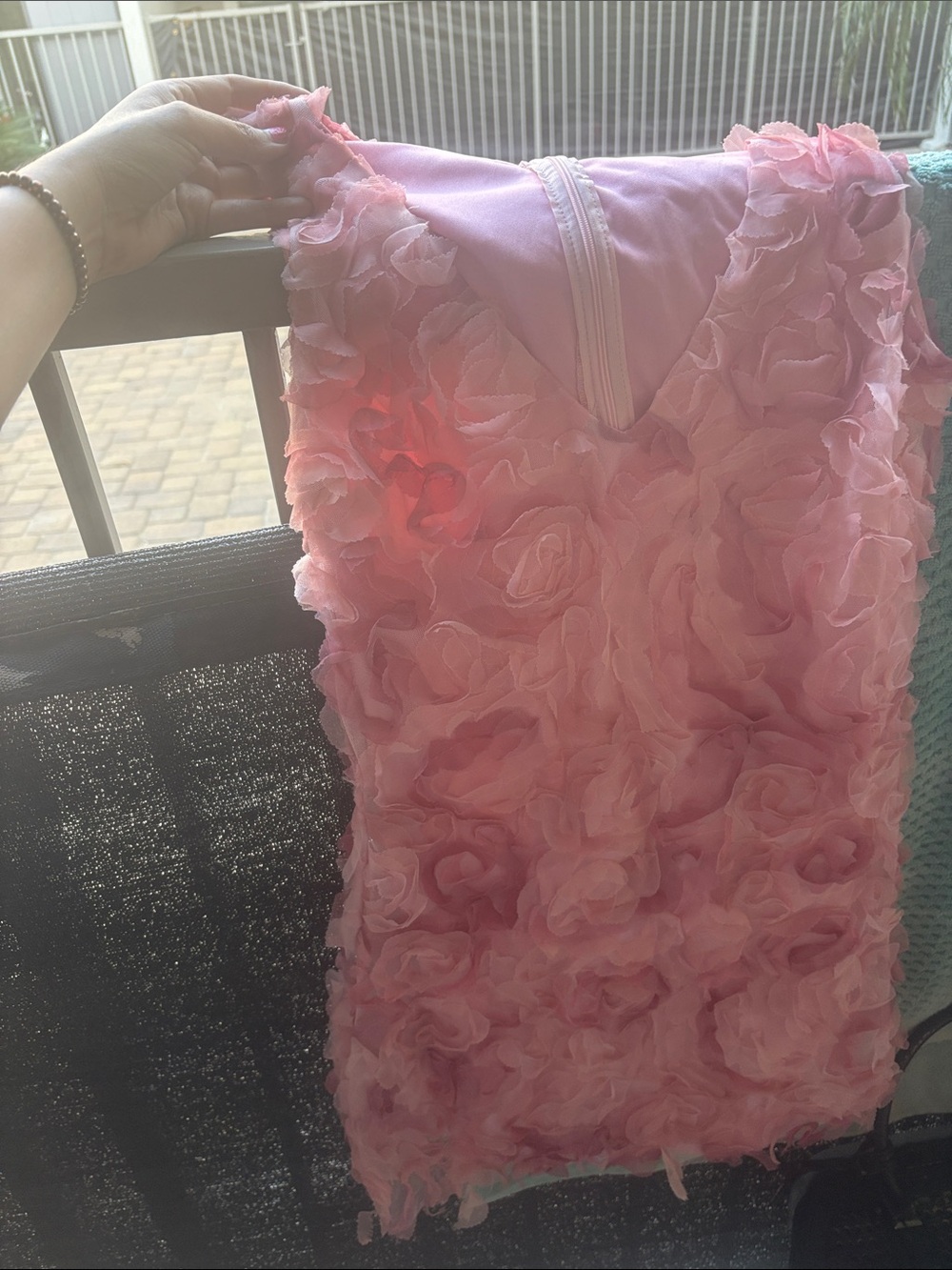 Girls' Pink Floral Rosette Party Dress
